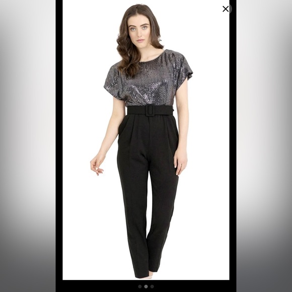 NWT Joseph Ribkoff Embellished Belted Jumpsuit - Picture 2 of 5